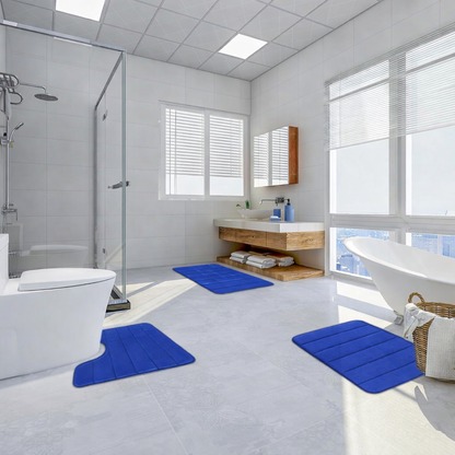 Zestaw 3 mat do kąpieli, 50x40 cm, niebieski, antypoślizgowy