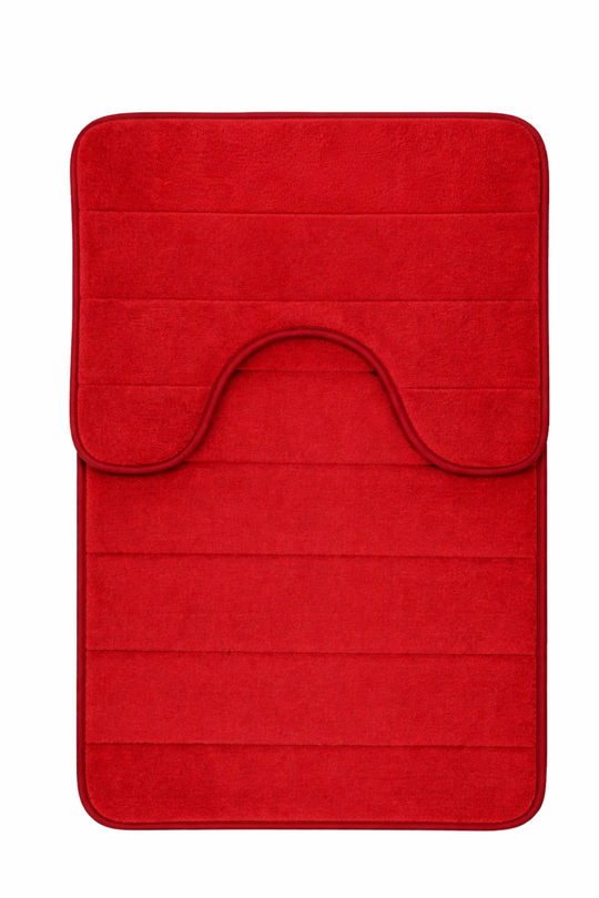 Maty do kąpieli, 80x50 cm / 50x40 cm, czerwone, antypoślizgowe, chłonne, zestaw 2 mat do kąpieli Domyślny tytuł Alessandro Design