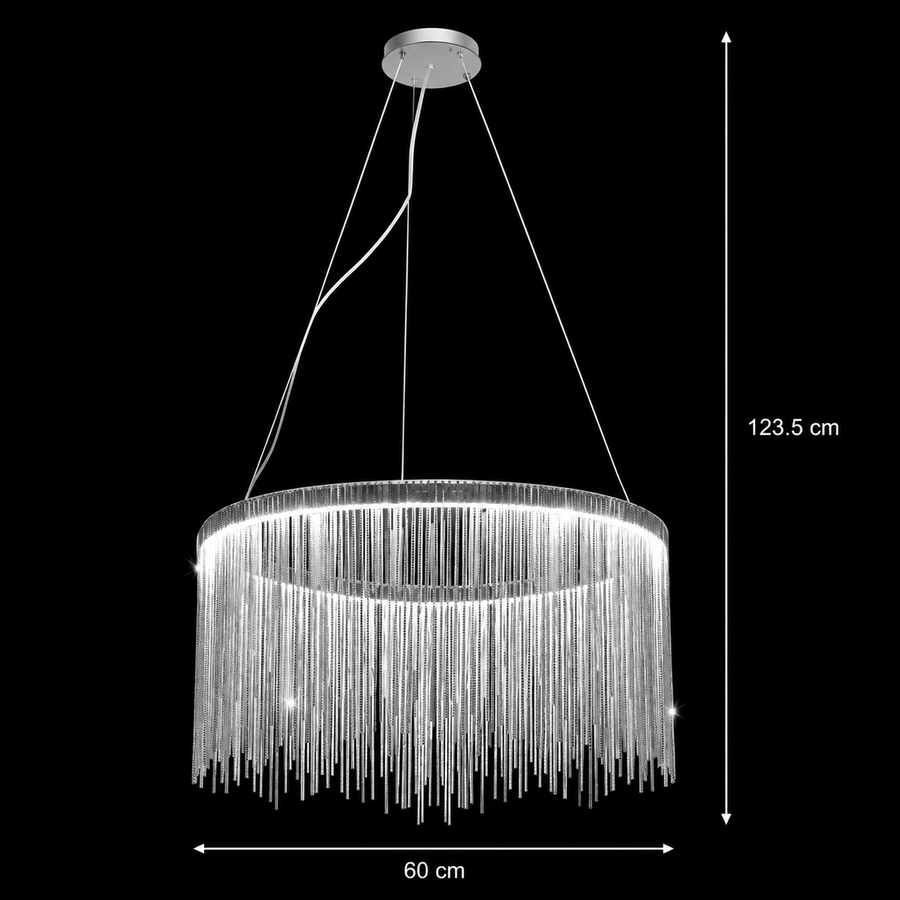 Żyrandol wiszący LED z pilotem ILLUMINA MAGNUS, 38 W, światło zimne/ciepłe/neutralne, ściemnialny, chrom błyszczący