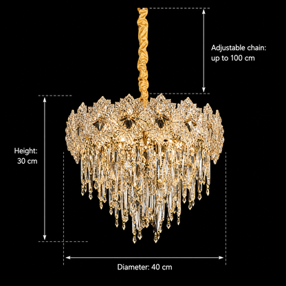 Żyrandol kryształowy FLEUR Nobile 5xE14, średnica 40cm, wysokość 30cm, błyszczące złoto, regulowana wysokość, elegancki design Kryształowy żyrandol Domyślny tytuł Alessandro Design