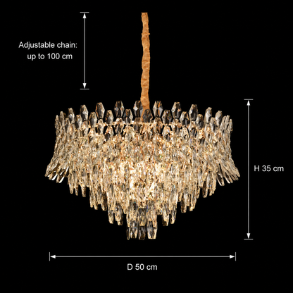 Żyrandol kryształowy MONARCH Elegance 3xE14, średnica 50cm, wysokość 35cm, błyszczące złoto, regulowana wysokość, elegancki design Kryształowy żyrandol Domyślny tytuł Alessandro Design