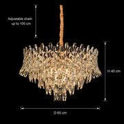 Żyrandol Kryształowy MONARCH Magno 12xE14, Średnica 60 cm, Wysokość 40 cm, Błyszczące Złoto, Regulowana Wysokość, Elegancki Design Żyrandol Kryształowy Domyślny Tytuł Alessandro Design