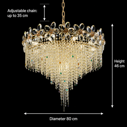 Candelabru Cristal BLOSSOM Regalis, 14xE14, 80cm, Auriu Lucios, Inaltime Reglabila, Metal si Cristal Candelabre Cristal Default Title Alessandro Design
