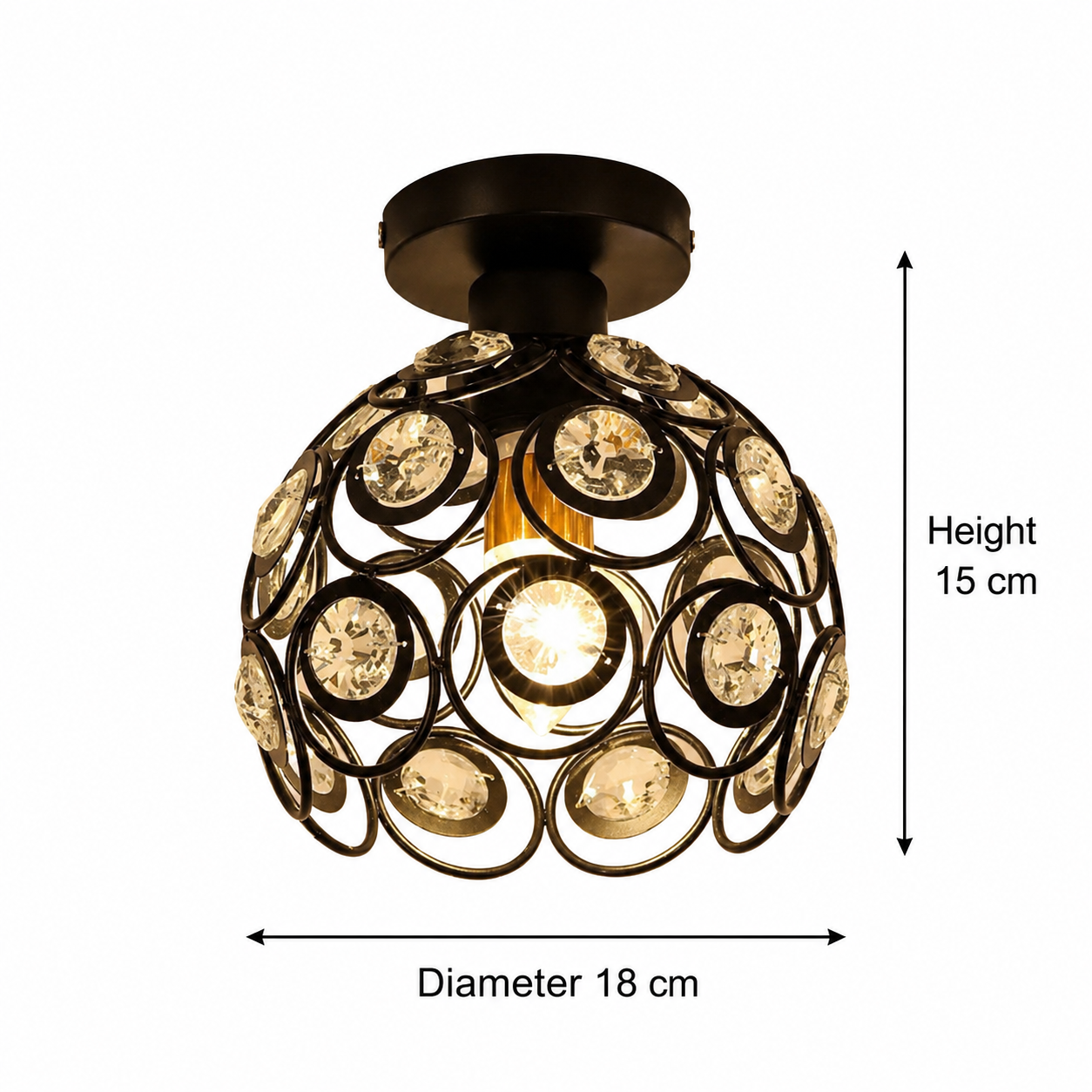 Lustra Vera, 1x E27, Diametru 18cm, Negru, Metal si Cristal Lustre Clasice Default Title Alessandro Design