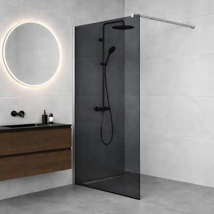 Paravan duș Walk-In 90x195 cm, sticlă securizată 8 mm, gri, profil metalic rezistent