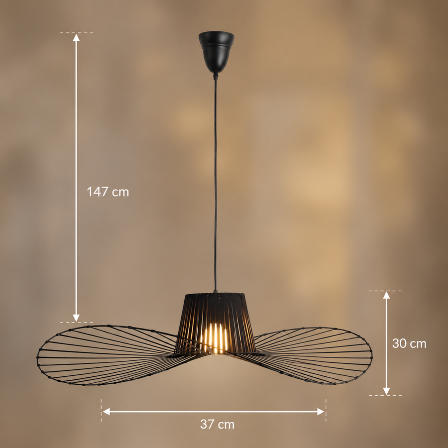 Wiszący Żyrandol ELIAS 35cm, 1x E27, Metal, Czarny