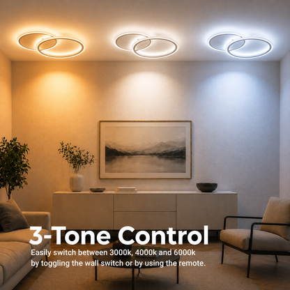 Żyrandol LED LUCY 40W z pilotem, 2 okręgi, światło zimne/ciepłe/neutralne, ściemnialny, biały