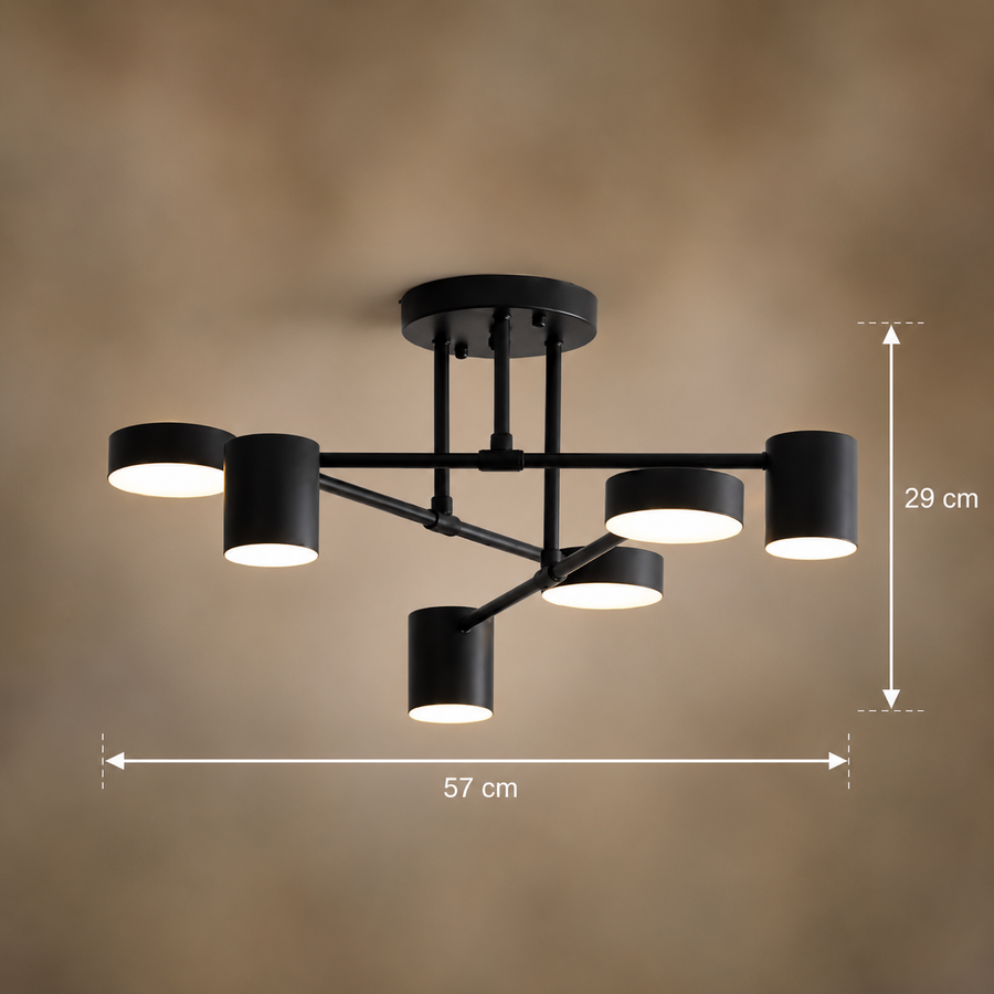 Żyrandol LED GALIOS 72 W, 6 elementów, zimne/ciepłe/neutralne światło, czarny