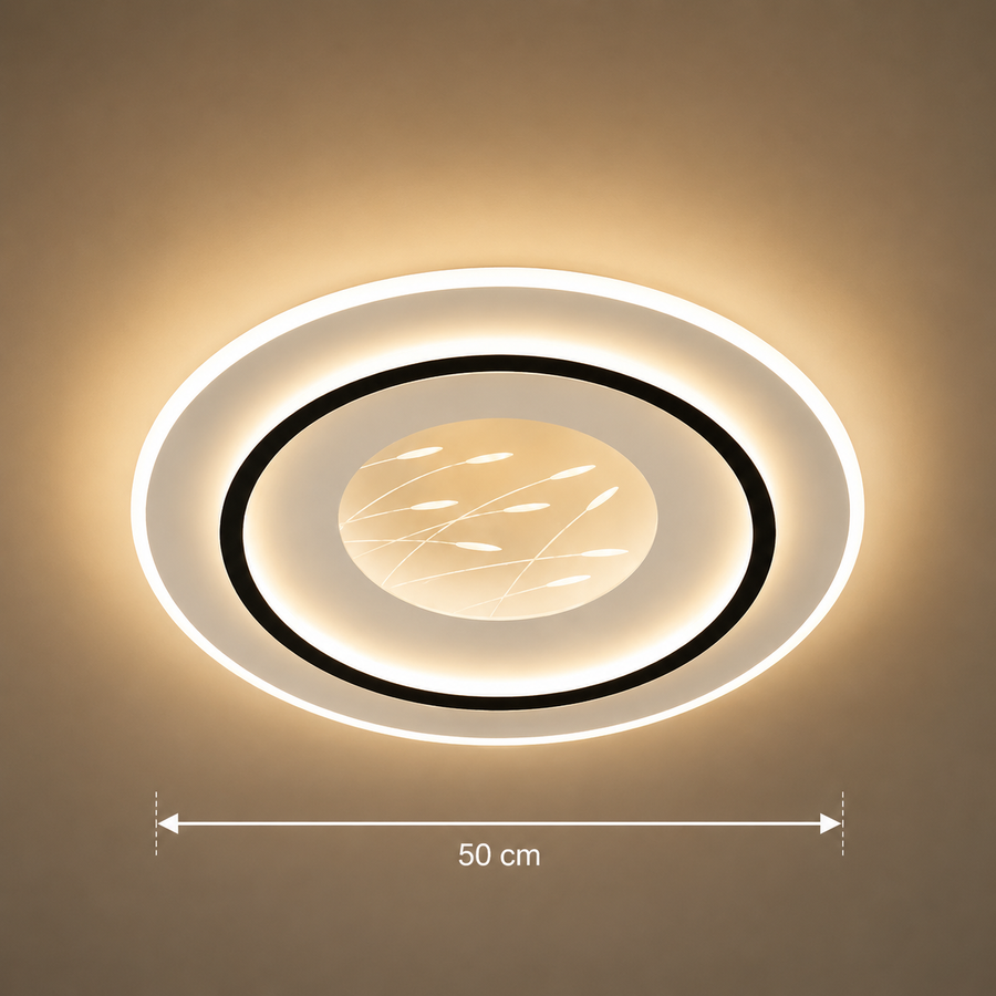 LED żyrandol z pilotem 125 W, okrągły, zimny/gorący/neutralny światło, niestabilne, czarne
