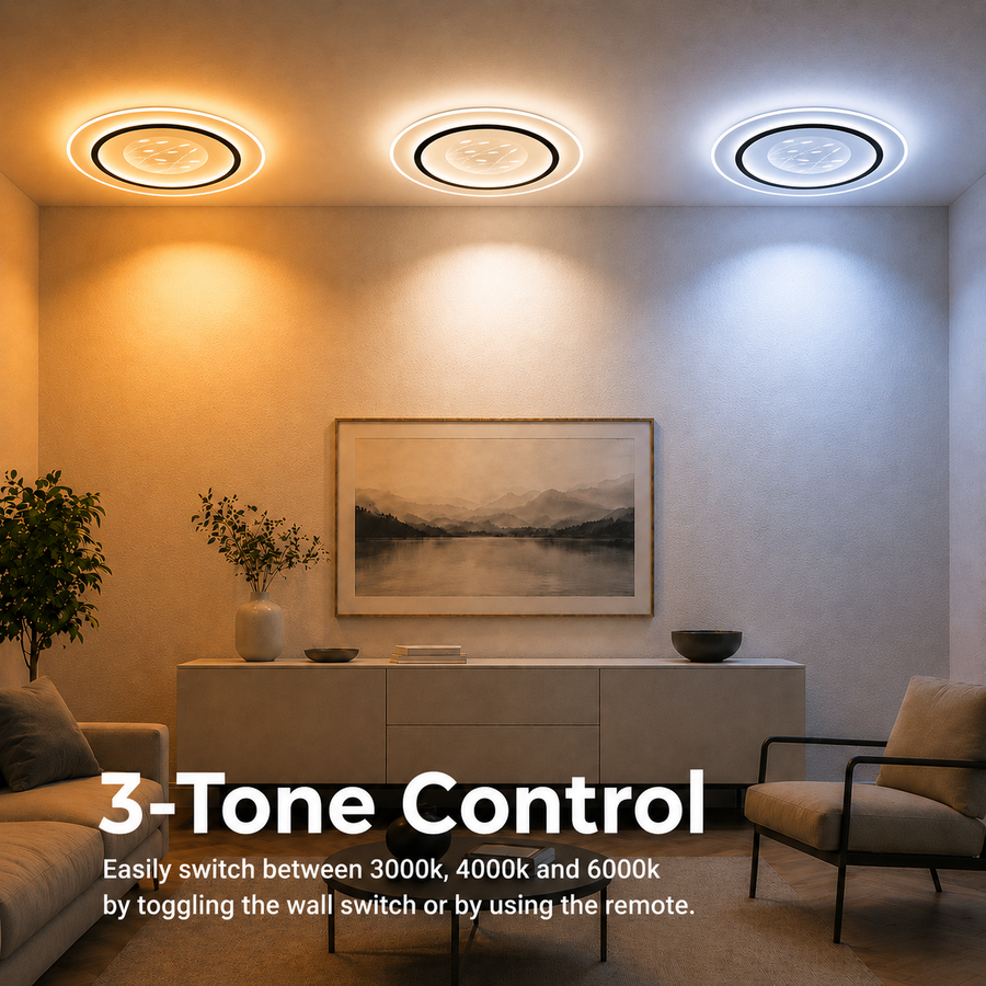 LED żyrandol z pilotem 125 W, okrągły, zimny/gorący/neutralny światło, niestabilne, czarne