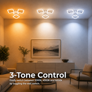 Żyrandol LED ERIKA 20W, 3 Kwadraty, Światło Neutralne 4000K, Biały, Metal i Akryl