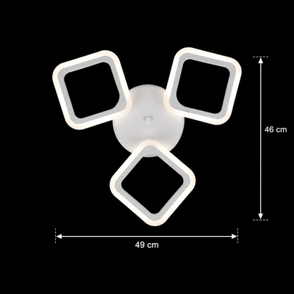 Żyrandol LED ERIKA 20W, 3 Kwadraty, Światło Neutralne 4000K, Biały, Metal i Akryl