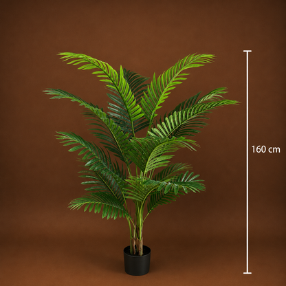 Decorațiune Palmier Kentia, 3 tulpini, Plastic, 17 frunze, 160 cm, Verde