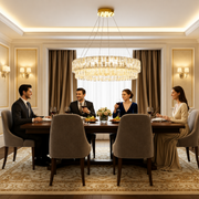 Candelabru Cristal ELYSIAN Magno 9xE14, D60 cm, Auriu, Inaltime Reglabila, Metal si Cristal