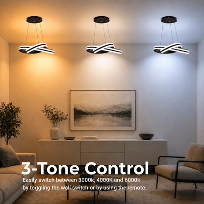 Zawieszany żyrandol LED z pilotem INFINITY LOOP 61W, światło zimne/ciepłe/neutralne, możliwość przyciemniania, czarny, regulacja wysokości