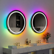 Okrągłe lustro LED, 70 cm, Celeste MotionGlow Marcello, światło RGB, głośnik Bluetooth, system odmgławiania, zegar i termometr, możliwość przyciemniania 70X70BTRGB