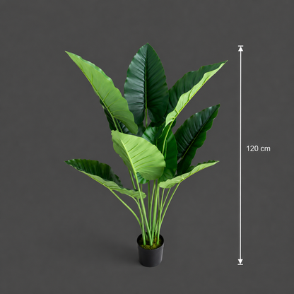 Decorațiune Alocasia, 10 frunze, Plastic, 120 cm, Verde