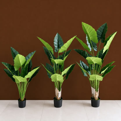 Decorațiune Alocasia, 10 frunze, Plastic, 120 cm, Verde
