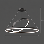 Żyrandol Podwieszany LED PAGANO 47W, 3000K/4000K/6000K, 2 Okręgi, Czarny, Regulowana Wysokość