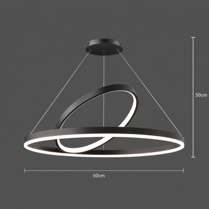 Żyrandol Podwieszany LED PAGANO 47W, 3000K/4000K/6000K, 2 Okręgi, Czarny, Regulowana Wysokość