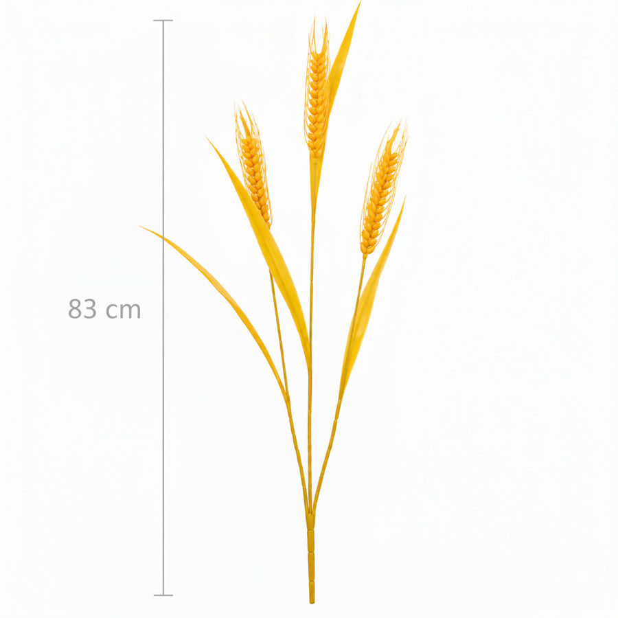 Sztuczna trawa ozdobna, 83 cm, z 3 drutami, przyprawa pszenna, żółta, bez doniczki
