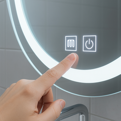 Okrągłe lustro LED, 60 cm, Lucea Touch, system odmgławiania, możliwość przyciemniania