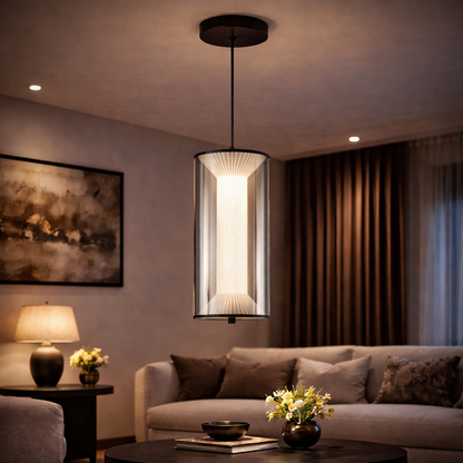 Zawieszany żyrandol LED z pilotem 29W, LM511/1BK, regulowana wysokość, światło ciepłe/zimne/neutralne, biały, meta