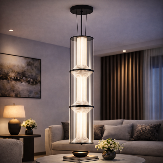 Zawieszany żyrandol LED z pilotem 78W, LM511/3BK, regulowana wysokość, światło ciepłe/zimne/neutralne, biały, metal