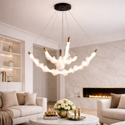 Podwieszany żyrandol akrylowy LED LT760/3GD, 28W, światło ciepłe/neutralne/zimne 3000/4000/6000K, biały, regulowana wysokość, metal i akryl