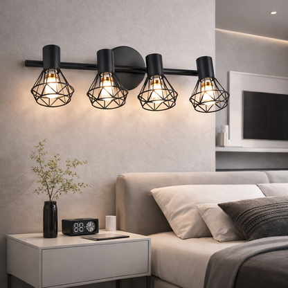 Żyrandol z Kloszem, GRACIE, LC365/4BK, Diament, 4xE14, Czarny, Metal