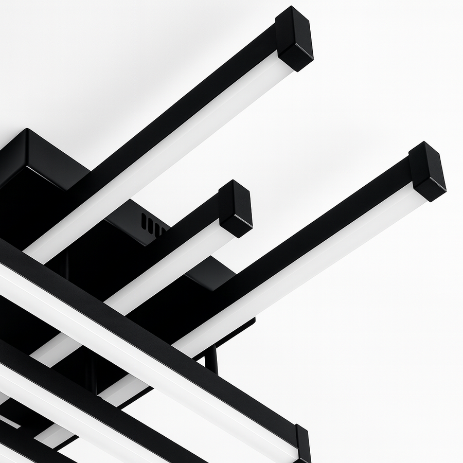 Żyrandol LED z pilotem LINEX, 63W, 6 elementów, liniowy, światło zimne/ciepłe/neutralne, możliwość przyciemniania, czarny