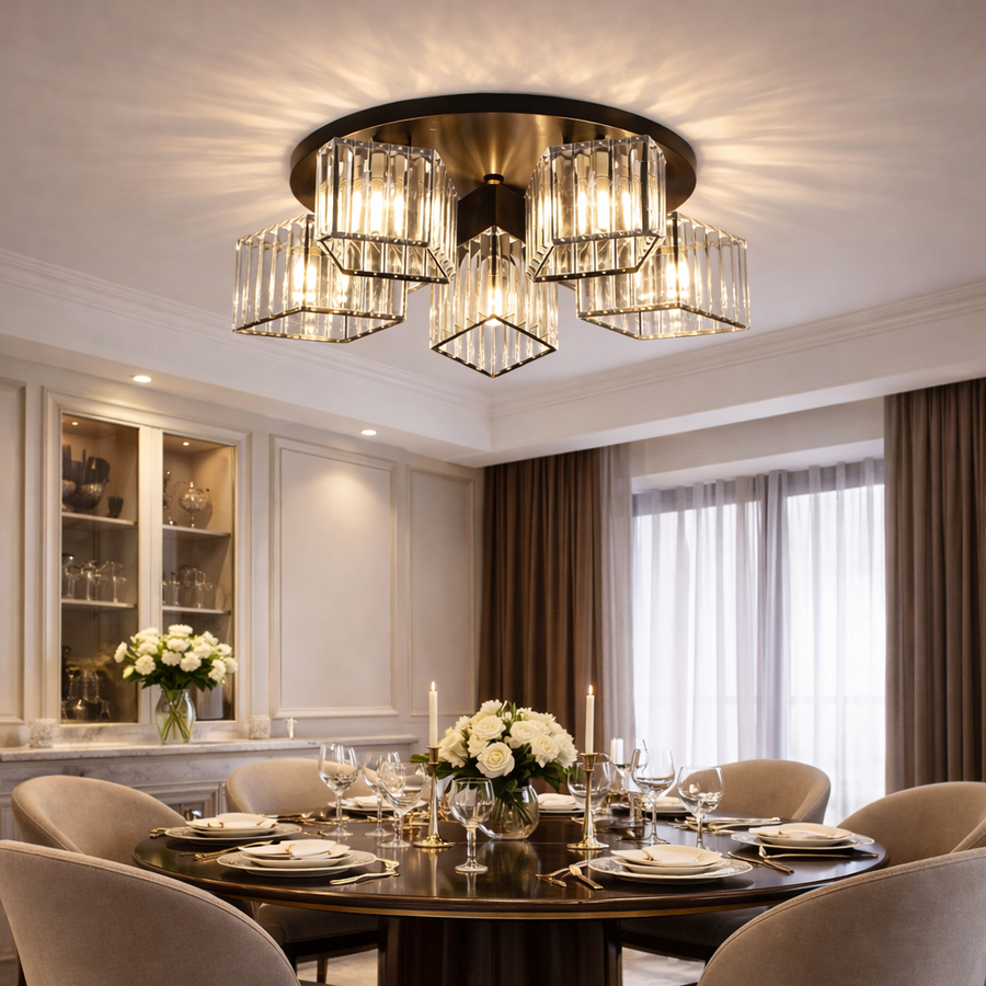 Żyrandol Sasha Modern Classic, LC117/5BK, 5x E27, Metal i Kryształ, Czarny, Klosz