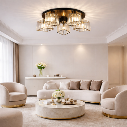 Żyrandol Sasha Modern Classic, LC117/5BK, 5x E27, Metal i Kryształ, Czarny, Klosz