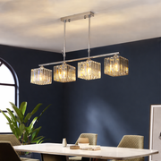 Klasyczny nowoczesny żyrandol gruziński, LC116/4, 6x E27, chromowane i szare szkło, metal i kryształ, abażur