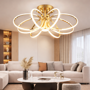 Żyrandol LED z pilotem LT771/500GD, 25W, światło ciepłe/zimne/neutralne 3000K/4000K/6000K, możliwość przyciemniania, złoto, metal i silikon