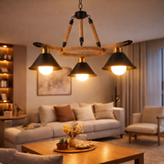 Żyrandol wiszący w stylu vintage, LV571/3BK, 3*E27, brązowy, metal i sznurek