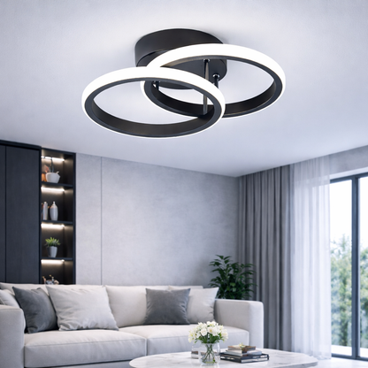 Żyrandol LED VERTEX CIRCULA 21W, 2 koła, metalowe ramki, światło zimne/ciepłe/neutralne 3000K/4000K/6000K, czarny, metal