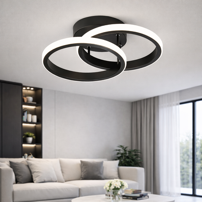 Żyrandol LED VERTEX CIRCULA 21W, 2 koła, metalowe ramki, światło zimne/ciepłe/neutralne 3000K/4000K/6000K, czarny, metal