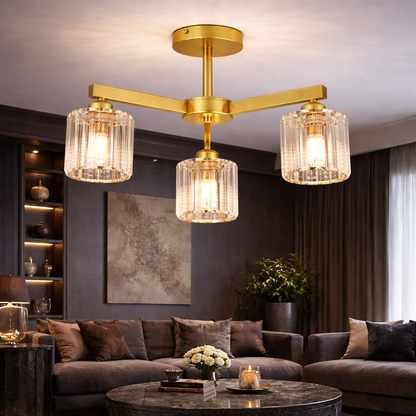 Nowoczesny klasyczny żyrandol LC110/3GD z kryształem, 3x E27, złoto, metal i kryształ