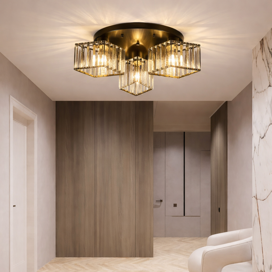 Żyrandol Sasha Modern Classic, LC117/3BK, 3x E27, Metal i Kryształ, Czarny, Klosz