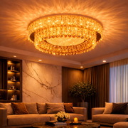 Żyrandol LED LLC130/1CH, kryształ i metal, 31W, 1 okrąg, możliwość przyciemniania, regulowana wysokość, światło zimne/ciepłe/neutralne, luksusowe oświetlenie