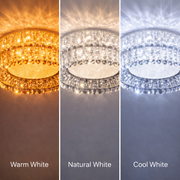 Żyrandol LED LLC130/1CH, kryształ i metal, 31W, 1 okrąg, możliwość przyciemniania, regulowana wysokość, światło zimne/ciepłe/neutralne, luksusowe oświetlenie