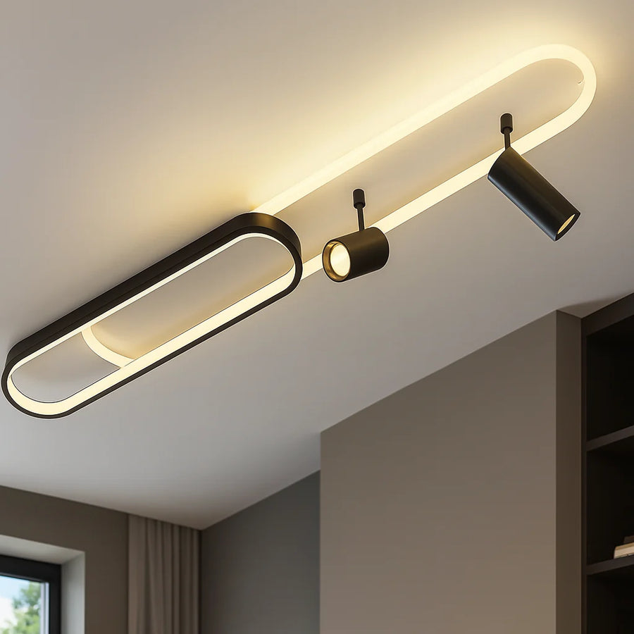 Żyrandol LED z regulowanym projektorem FISSO Camilla 49W, zimne/ciepłe/neutralne światło, czarny