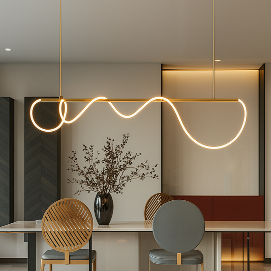 Żyrandol LED DIVINO z elastyczną rurką silikonową - 62W, regulowane światło, złoty