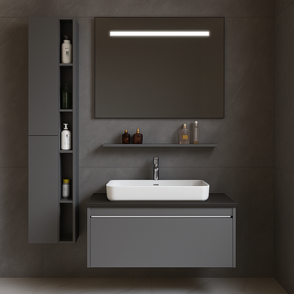 Zestaw mebli Annelise z lustrem LED i szafą PV0017T/60 Szary