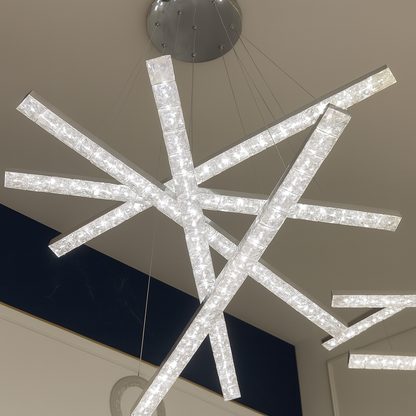 Żyrandol wiszący LED LIBORIA 64W z pilotem i kryształem, zimne/ciepłe/neutralne światło, ściemnialny, chrom błyszczący 