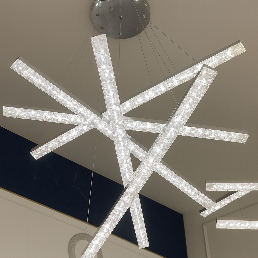 Żyrandol wiszący LED LIBORIA 64W z pilotem i kryształem, zimne/ciepłe/neutralne światło, ściemnialny, chrom błyszczący 