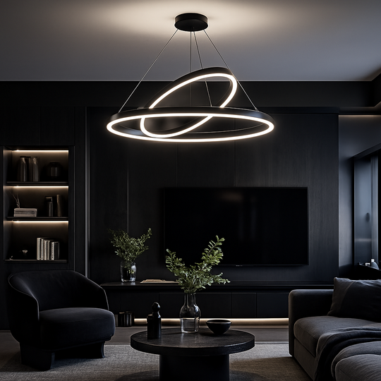 Żyrandol podwieszany LED PAGANO 47W, 3000K, 2 kółka, czarny, regulowana wysokość Nowoczesne żyrandole Domyślny tytuł Alessandro Design