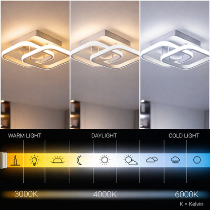 Żyrandol LED VERTEX Matrix, nakładające się diamenty, metalowe ramki, 11W, 2 diamenty, światło zimne/ciepłe/neutralne 3000K/4000K/6000K, biały