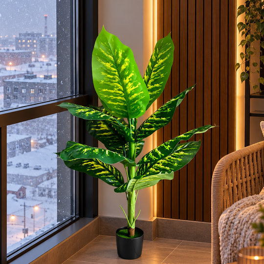 Sztuczna roślina typu Dieffenbachia, 100 cm, zielona